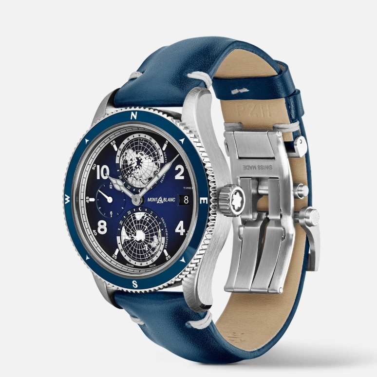 Montblanc,1858 42mm,42mm,Titanium,Titanium Gold,Luminous,White,Blue,Automatic,Day,World Time,MB125565