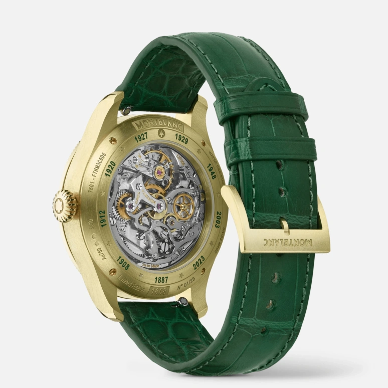 Montblanc,1858 42.50mm,42.50mm,Lime Gold,Green,Handwound,Chronograph,55hours,MB130988