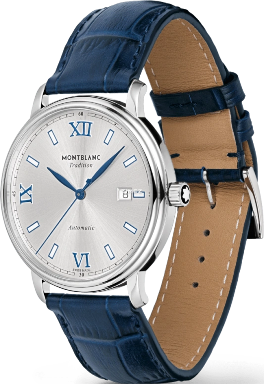 Montblanc,Tradition 40mm,40mm,Stainless Steel,Silver,Automatic,Day,Sapphire,Crystal Glass,MB129285