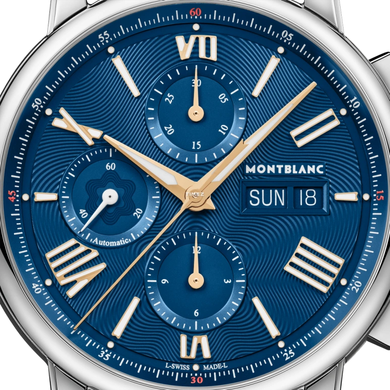 Montblanc,Star 43mm,43mm,Stainless Steel,Blue,Automatic,Chronograph,Date,Day,MB130973