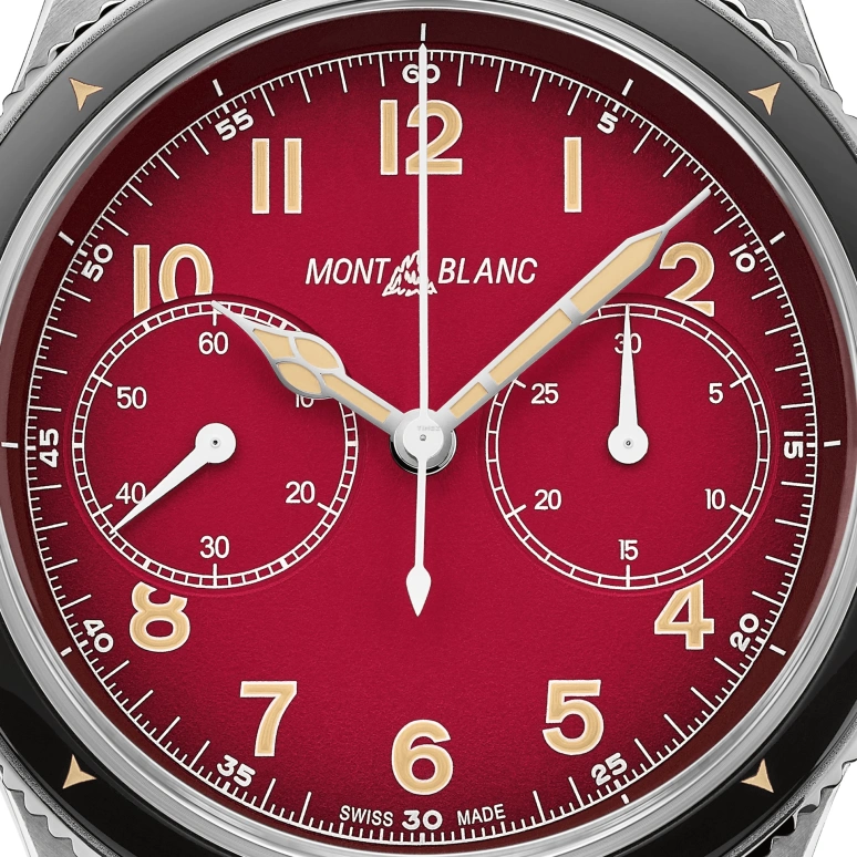 Montblanc,1858 42mm,42mm,Stainless Steel,Red,Automatic,Chronograph,Sapphire,Crystal Glass,MB126914