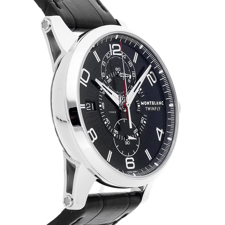 Montblanc,Timewalker 42mm,42mm,Stainless Steel,Black,Automatic,Chronograph,Day,Dule Time,MB105077