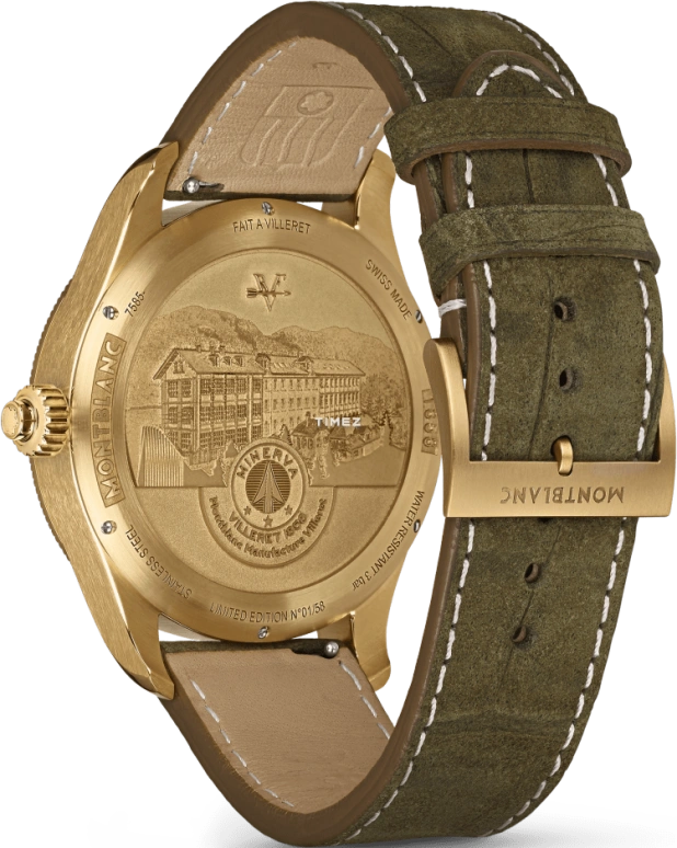 Montblanc,1858 43mm,43mm,Gold,Skeleton,Handwound,Chronograph,Sapphire,Crystal Glass,MB129622