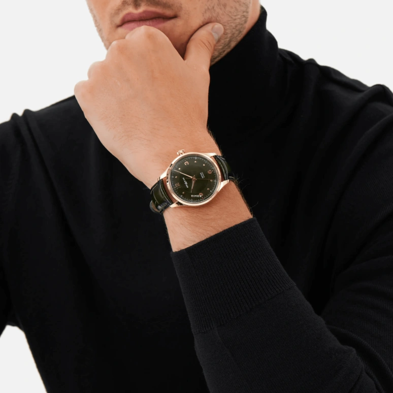 Montblanc,Heritage 40mm,40mm,Yellow Gold,Green,Automatic,Sapphire,Crystal Glass,Round,MB126464