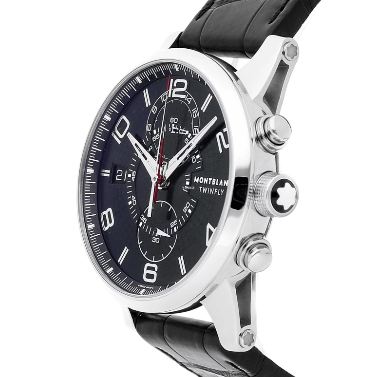 Montblanc,Timewalker 42mm,42mm,Stainless Steel,Black,Automatic,Chronograph,Day,Dule Time,MB105077