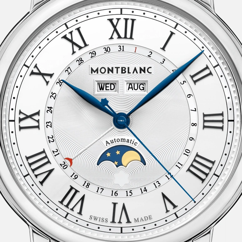 Montblanc,Star 42mm,42mm,Stainless Steel,White,Automatic,Moonphase,Month,Date,Day,Sapphire,Crystal Glass,Round,MB119955