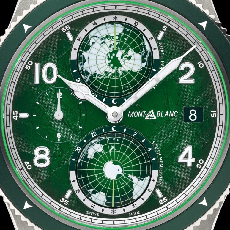 Montblanc,1858 42mm,42mm,Stainless Steel,Green,Automatic,Day,World Time,Day / Night Indication,MB133303