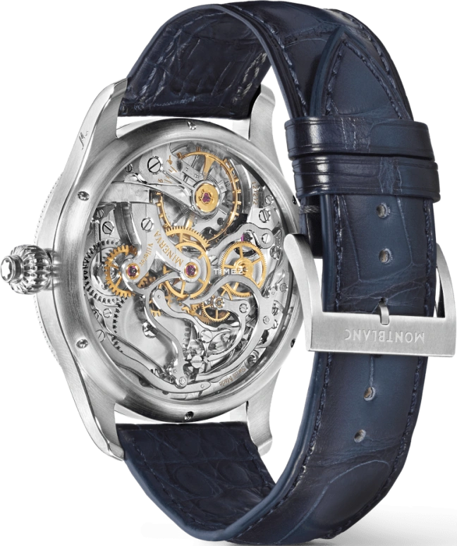 Montblanc,1858 43mm,43mm,Stainless Steel,Blue,Handwound,Chronograph,50hours,MB129413