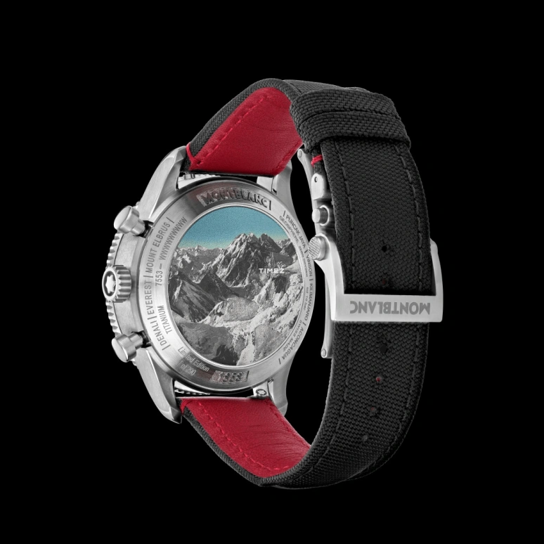 Montblanc,1858 44mm,44mm,Stainless Steel,Red,Automatic,Chronograph,Day,World Time,Day / Night Indication,Sapphire,Crystal Glass,Round,MB132303