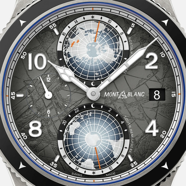 Montblanc,1858 42mm,42mm,Titanium,Grey,Automatic,Day,Dule Time,World Time,MB130982