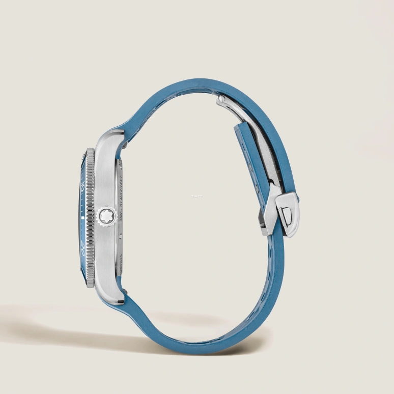 Montblanc,Iced Sea 38mm,38mm,Stainless Steel,Aluminum Oxide,Blue,Automatic,Day,38hours,MB134023