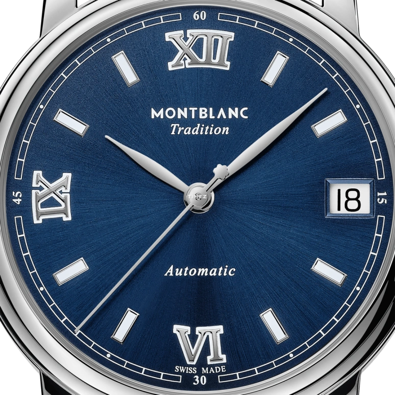 Montblanc,Tradition 32mm,32mm,Stainless Steel,Blue,Automatic,Day,38hours,MB127772