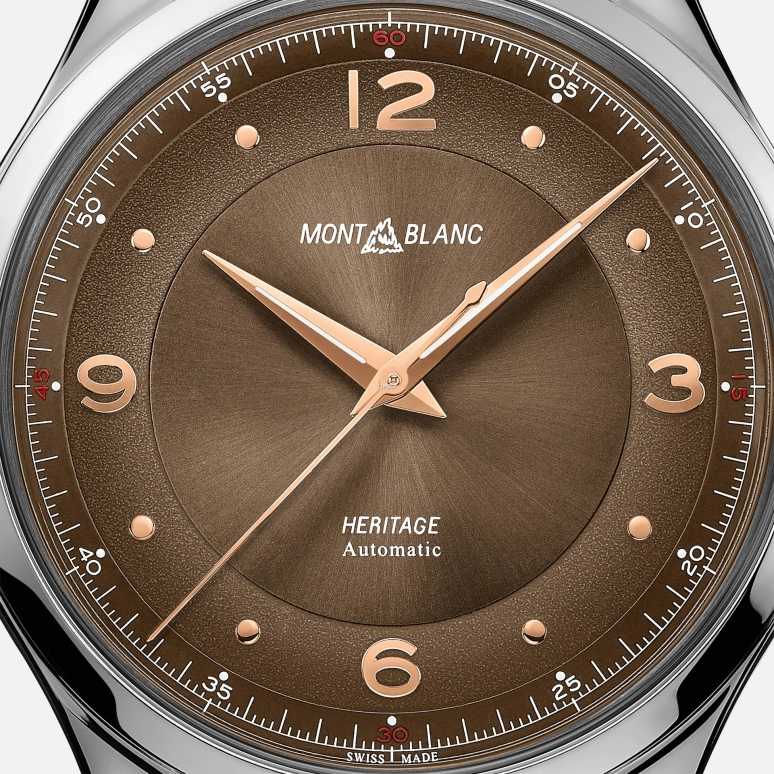 Montblanc,Heritage 40mm,40mm,Stainless Steel,Brown,Automatic,Sapphire,Crystal Glass,Round,MB128673