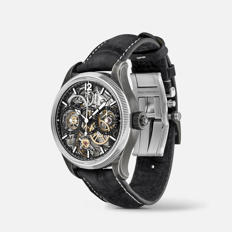 Montblanc,1858 43mm,43mm,Stainless Steel,Skeleton,Handwound,Chronograph,Sapphire,Crystal Glass,MB131155