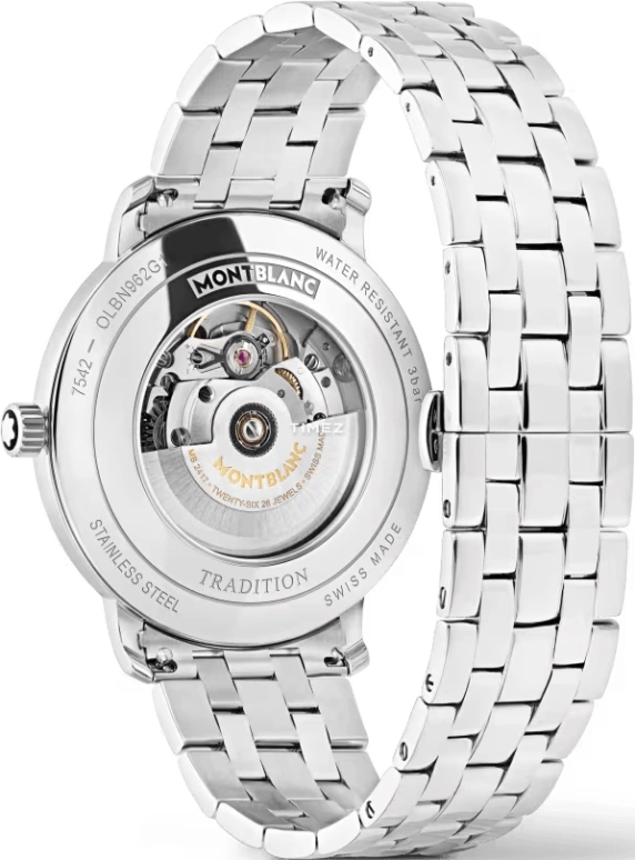 Montblanc,Tradition 40mm,40mm,Stainless Steel,Blue,Quartz,Day,Sapphire,Crystal Glass,MB131275