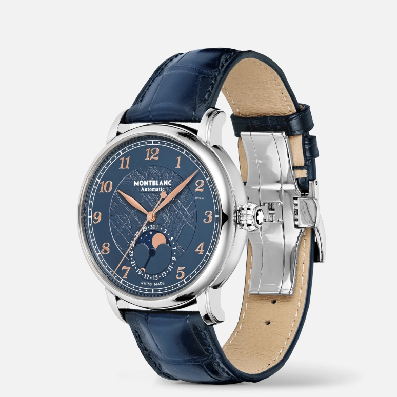 Montblanc,Star 42mm,42mm,Stainless Steel,Blue,Automatic,Moonphase,Day,MB129630