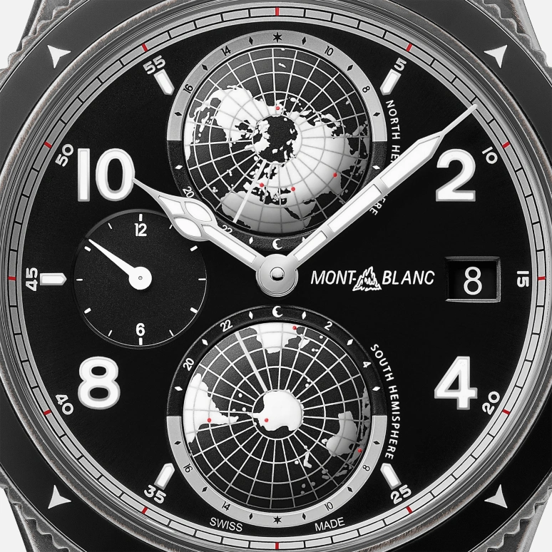 Montblanc,1858 42mm,42mm,Stainless Steel,Black,Automatic,Day,Dule Time,World Time,Day / Night Indication,42hours,In-house Caliber,MB128257