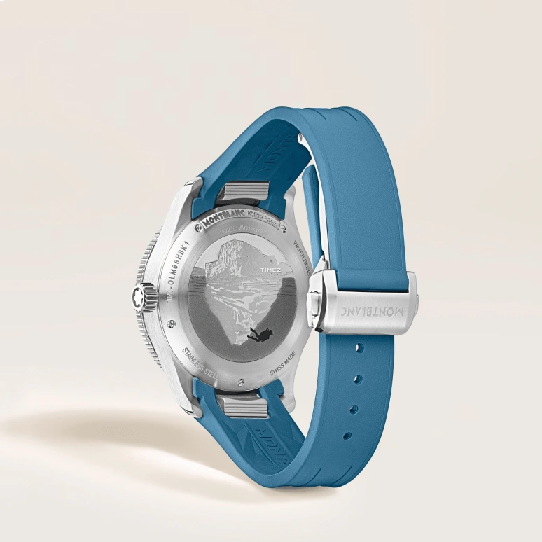 Montblanc,Iced Sea 38mm,38mm,Stainless Steel,Aluminum Oxide,Blue,Automatic,Day,38hours,MB134023