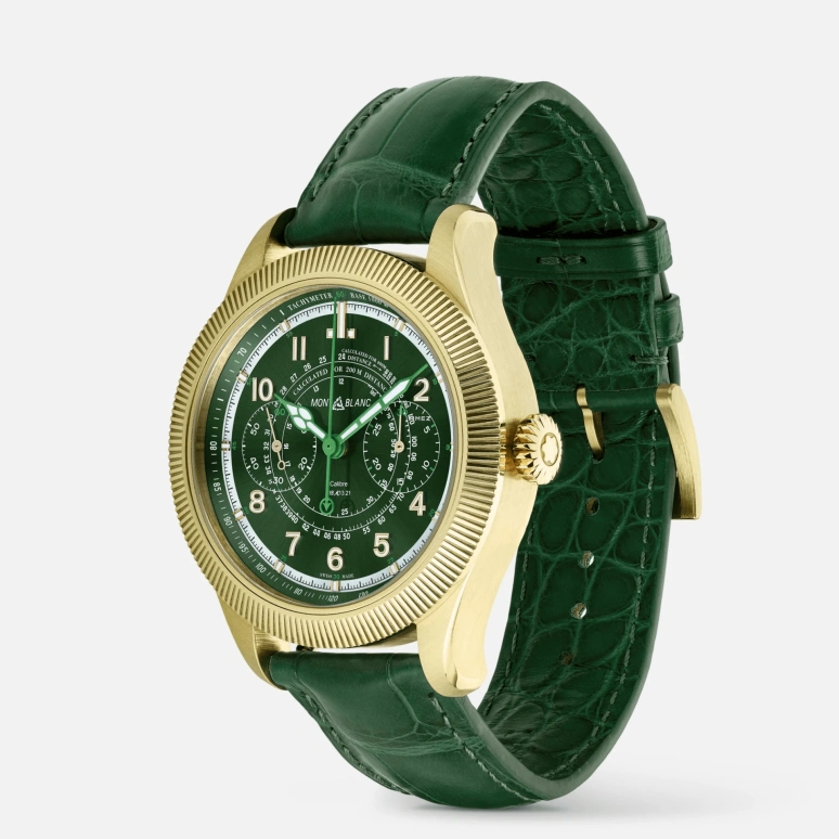 Montblanc,1858 42.50mm,42.50mm,Lime Gold,Green,Handwound,Chronograph,55hours,MB130988