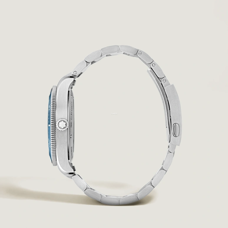 Montblanc,Iced Sea 38mm,38mm,Stainless Steel,Aluminum Oxide,Blue,Automatic,Day,38hours,MB134022