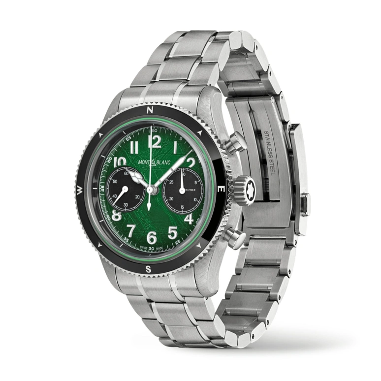 Montblanc,1858 42mm,42mm,Stainless Steel,Black,Green,Automatic,Chronograph,Sapphire,Crystal Glass,MB133298