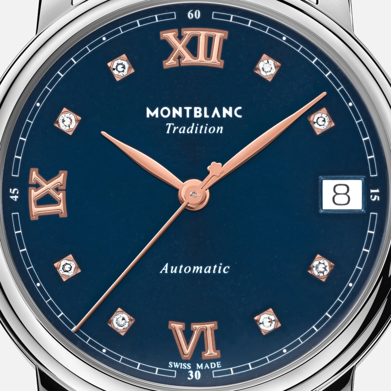 Montblanc,Tradition 32mm,32mm,Stainless Steel,Blue,Automatic,Day,38hours,MB129642