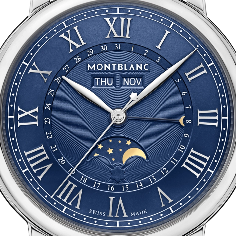 Montblanc,Star 42mm,42mm,Stainless Steel,Blue,Automatic,Moonphase,Month,Date,Day,Sapphire,Crystal Glass,Round,MB130967