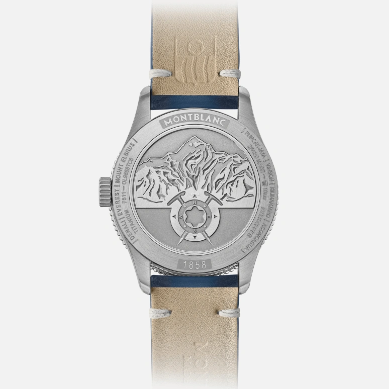 Montblanc,1858 42mm,42mm,Titanium,Titanium Gold,Luminous,White,Blue,Automatic,Day,World Time,MB125565