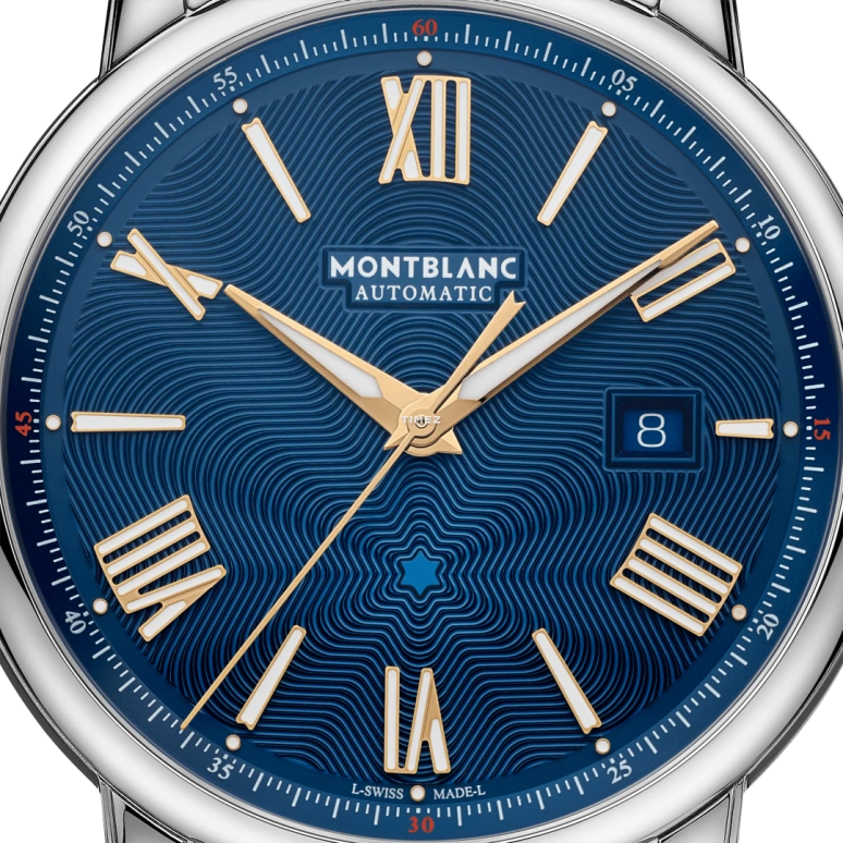 Montblanc,Star 43mm,43mm,Stainless Steel,Blue,Automatic,Day,38hours,MB130957