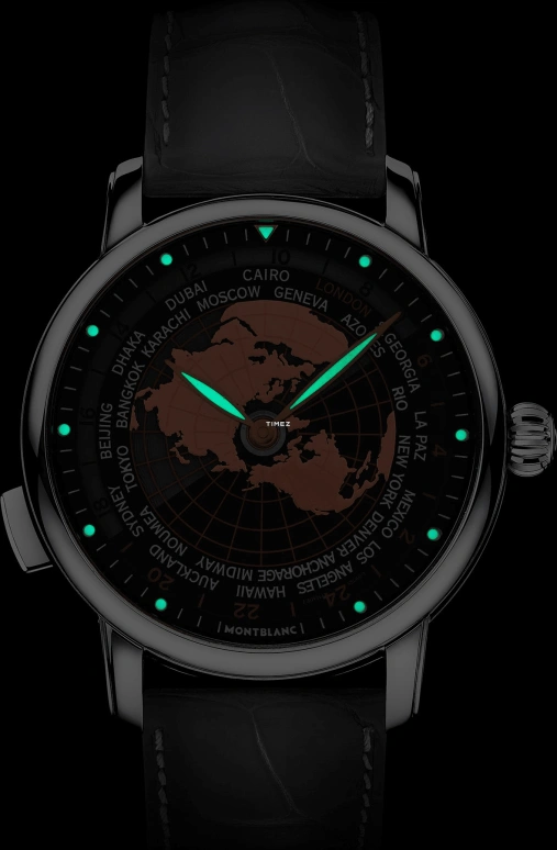 Montblanc,Star 43mm,43mm,Stainless Steel,Black,Automatic,World Time,Day / Night Indication,MB128675