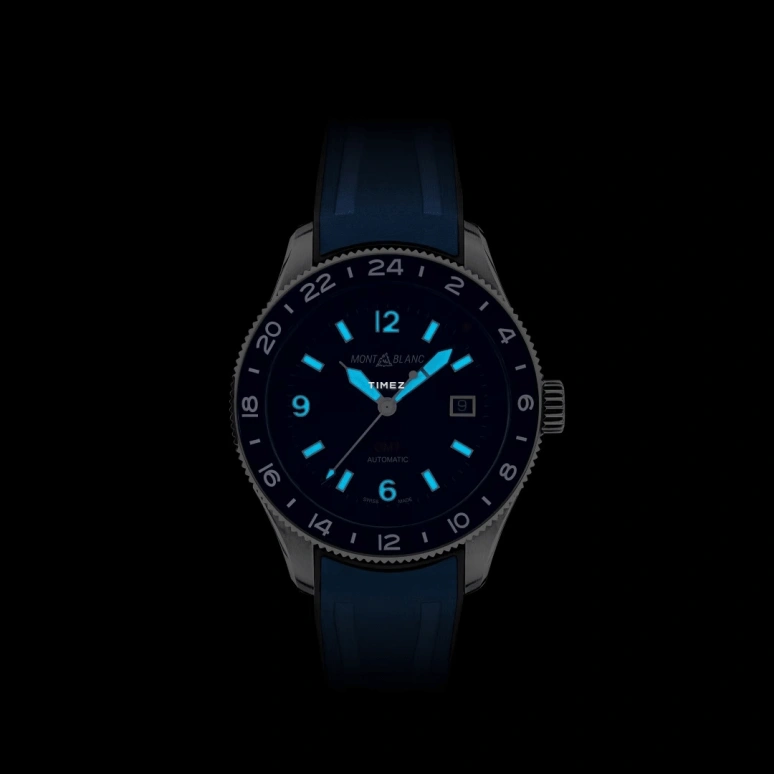 Montblanc,1858 42mm,42mm,Stainless Steel,Blue,Automatic,Day,Dule Time,MB129617