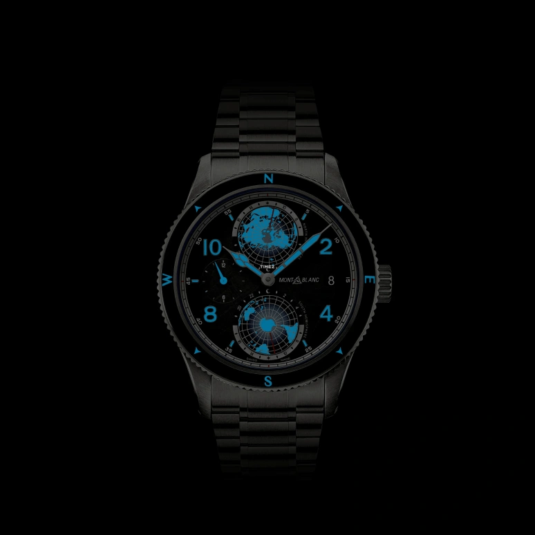 Montblanc,1858 42mm,42mm,Titanium,Grey,Automatic,Day,Dule Time,World Time,MB130982