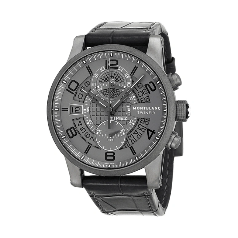 Montblanc,1858 42mm,42mm,Titanium,Titanium Gold,Black,Automatic,Chronograph,Day,Dule Time,Flyback,Sapphire,Crystal Glass,Round,MB107338