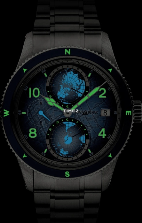 Montblanc,1858 42mm,42mm,Titanium,Blue,Automatic,Day,World Time,MB130961