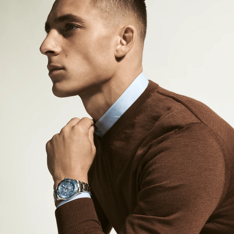 Montblanc,Iced Sea 38mm,38mm,Stainless Steel,Aluminum Oxide,Blue,Automatic,Day,38hours,MB134022