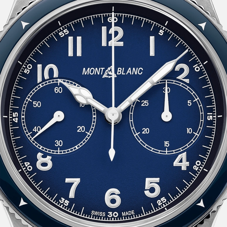 Montblanc,1858 42mm,42mm,Stainless Steel,Blue,Handwound,Chronograph,55hours,MB126912