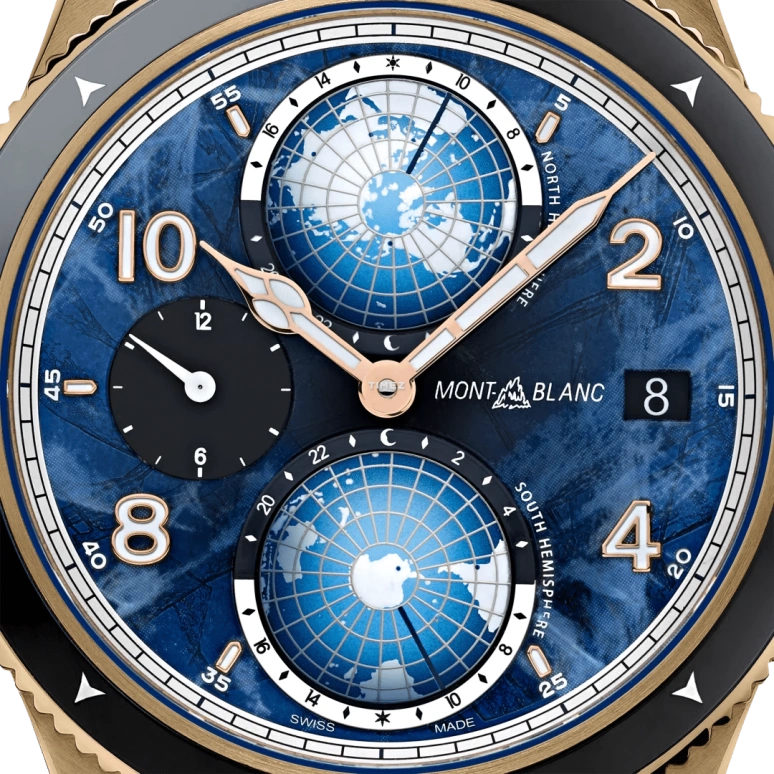 Montblanc,1858 42mm,42mm,Bronze,Blue,Automatic,Day,World Time,Day / Night Indication,MB129415