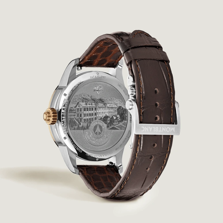 Montblanc,1858 43mm,43mm,Stainless Steel,Yellow Gold,Brown,Handwound,Chronograph,50hours,MB134281