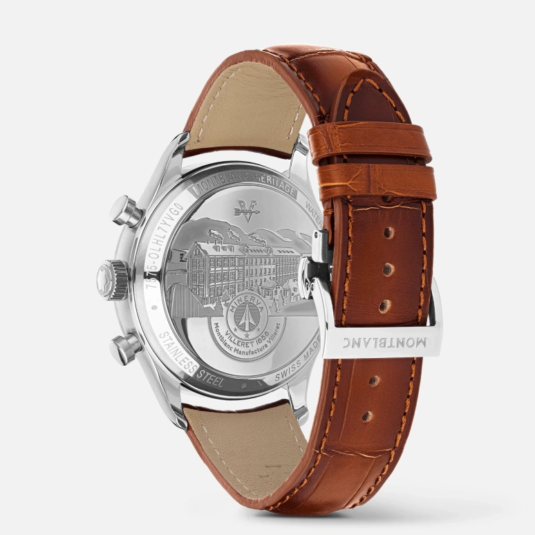 Montblanc,Heritage 41mm,41mm,Stainless Steel,Brown,Automatic,Chronograph,Sapphire,Crystal Glass,MB128671