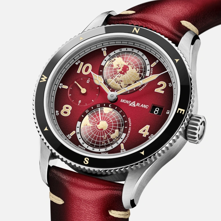 Montblanc,1858 42mm,42mm,Titanium,Red,Automatic,Day,Dule Time,World Time,Day / Night Indication,42hours,In-house Caliber,MB129177