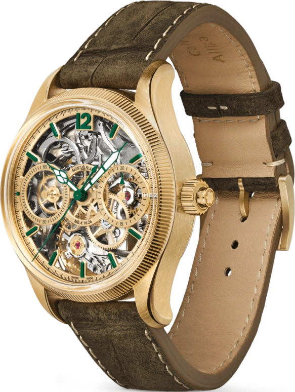 Montblanc,1858 43mm,43mm,Gold,Skeleton,Handwound,Chronograph,Sapphire,Crystal Glass,MB129622