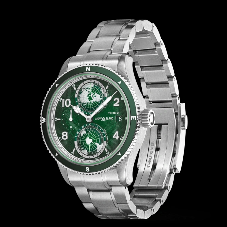 Montblanc,1858 42mm,42mm,Stainless Steel,Green,Automatic,Day,World Time,Day / Night Indication,MB133303