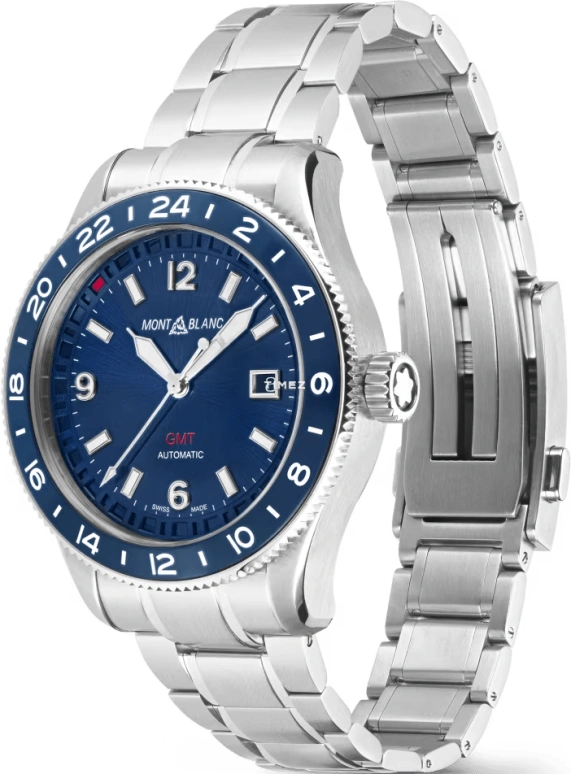 Montblanc,1858 42mm,42mm,Stainless Steel,Blue,Automatic,Day,Sapphire,MB129616