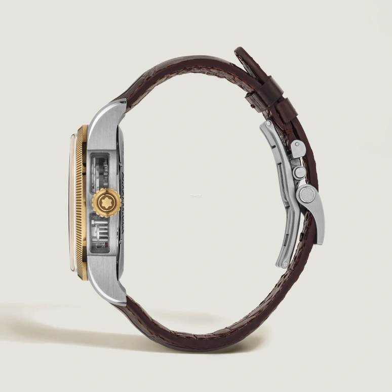 Montblanc,1858 43mm,43mm,Stainless Steel,Yellow Gold,Brown,Handwound,Chronograph,50hours,MB134281