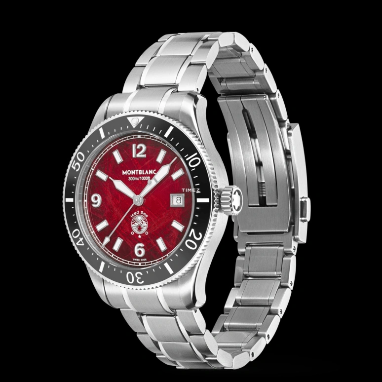Montblanc,Iced Sea 41mm,41mm,Stainless Steel,Ceramic,Red,Automatic,Day,72hours,MB132291