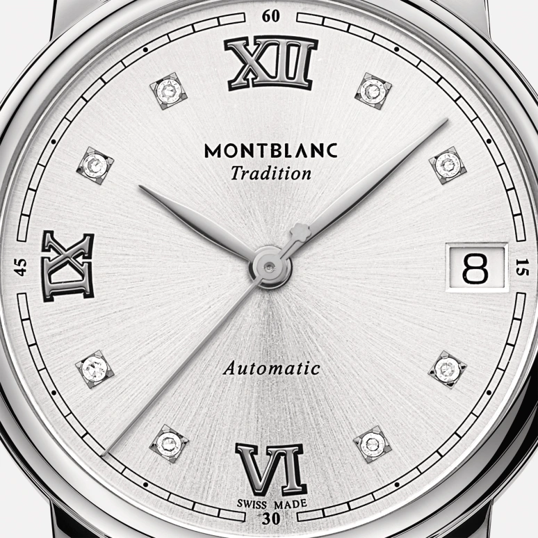 Montblanc,Tradition 32mm,32mm,Stainless Steel,Silver White,Automatic,Day,38hours,MB128689