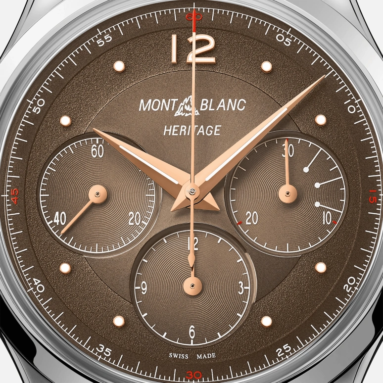Montblanc,Heritage 41mm,41mm,Stainless Steel,Brown,Automatic,Chronograph,Sapphire,Crystal Glass,MB128671