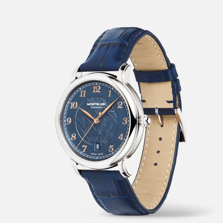 Montblanc,Star 39mm,39mm,Stainless Steel,Blue,Automatic,Day,Sapphire,Crystal Glass,MB129628