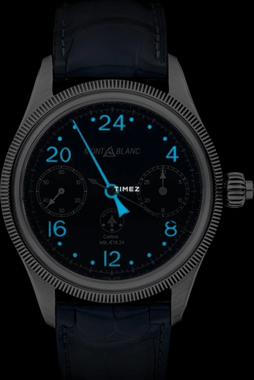 Montblanc,1858 43mm,43mm,Stainless Steel,Blue,Handwound,Chronograph,50hours,MB129413