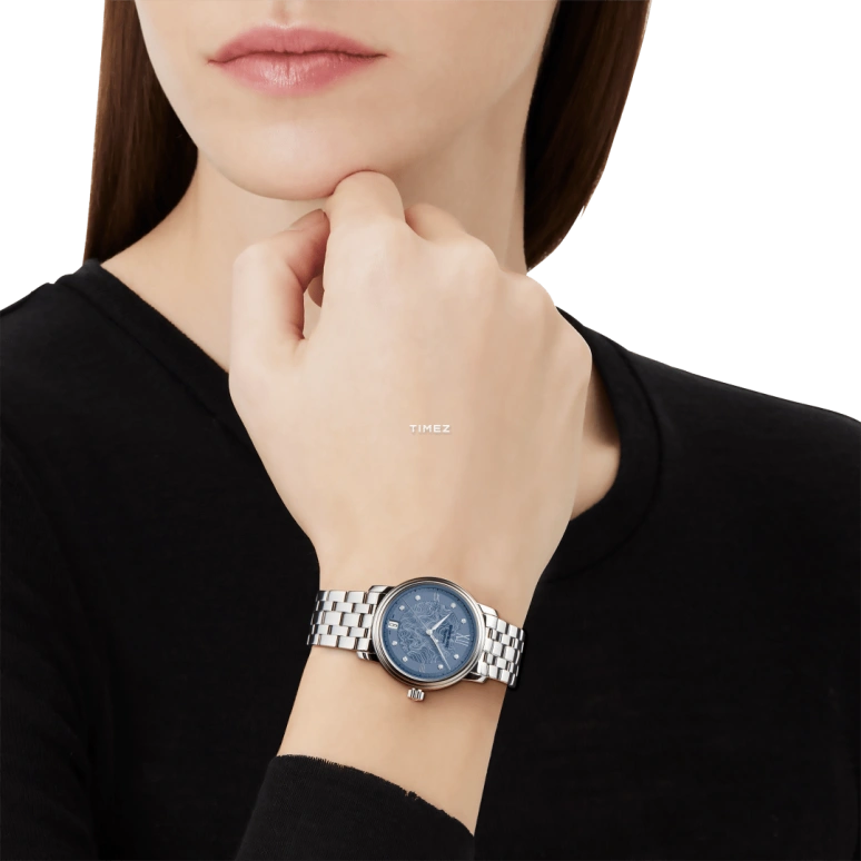 Montblanc,Tradition 32mm,32mm,Stainless Steel,Blue,Automatic,Day,Sapphire,Crystal Glass,MB131297